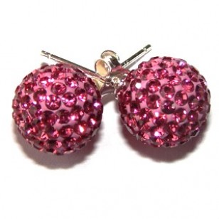 Zilveren Crystal Oorbellen Roze